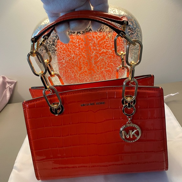 New Without Tags Michael Kors Spiced Gold Chain Coral Satchel and Wallet - Picture 2 of 16